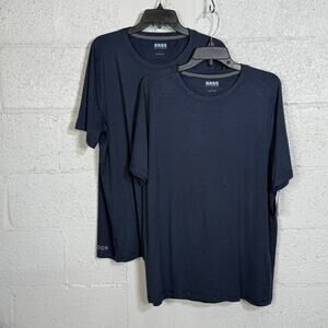 BASS OUTDOOR Men's Micro Tech Performance Tee shirt set of 2 Navy Blazer Large